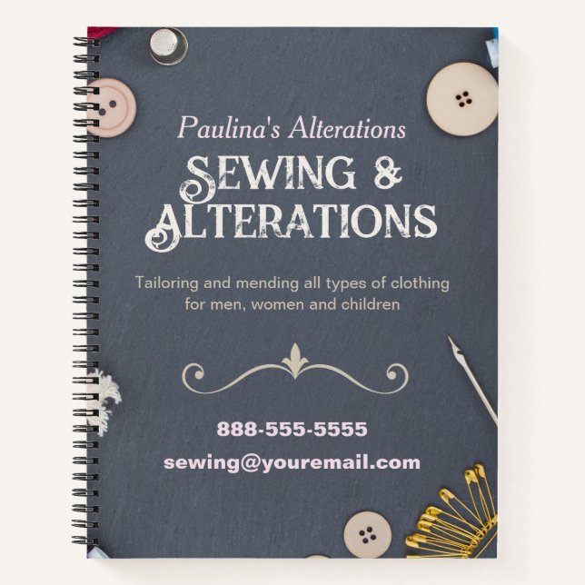 Sewing Alterations Seamstress Notebook (Front)