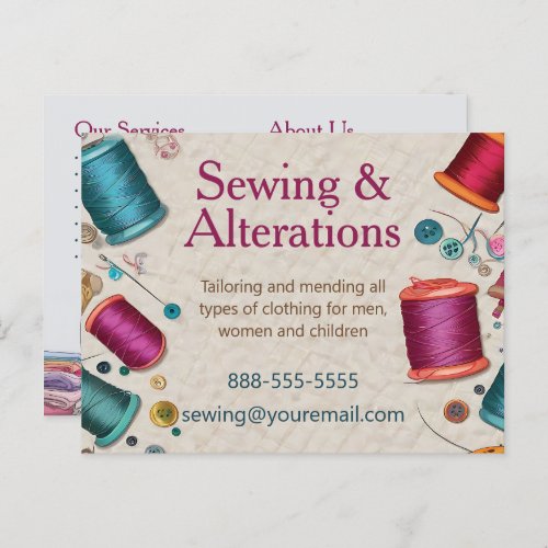 Sewing Alterations Services Flyer Postcard