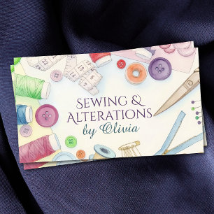 Sewing and Alterations Services - Watercolor Art Business Card