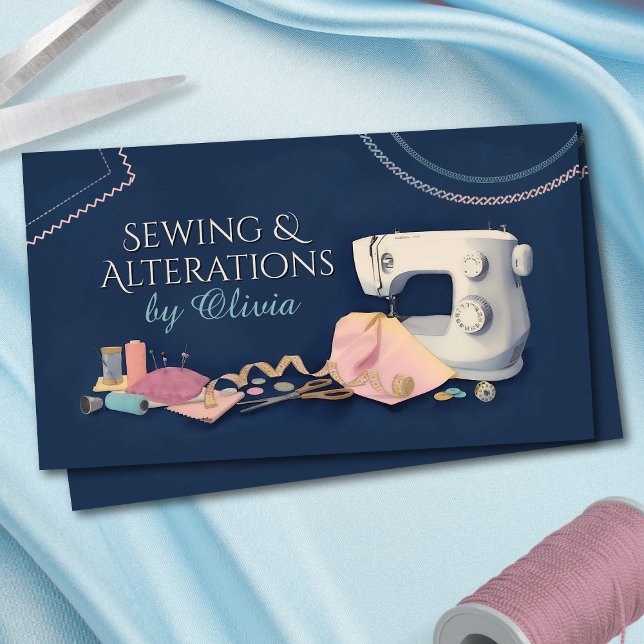 Sewing and Alterations Services - Watercolor Art Business Card (Creator Uploaded)