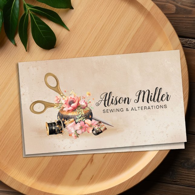 Sewing and Alterations - Vintage Style Art Business Card (Creator Uploaded)