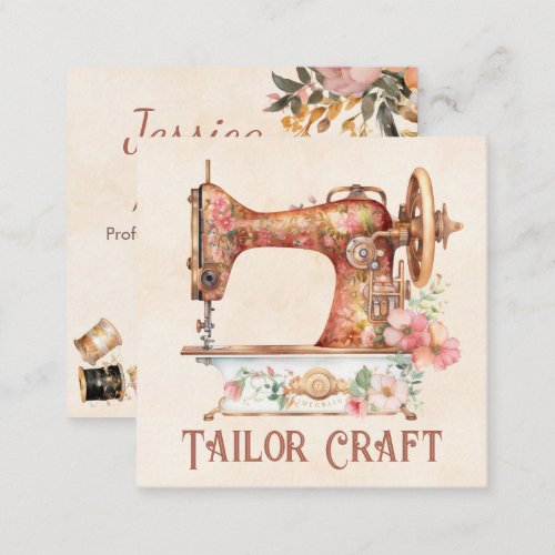 Sewing and Alterations _ Vintage Style Art Square Business Card
