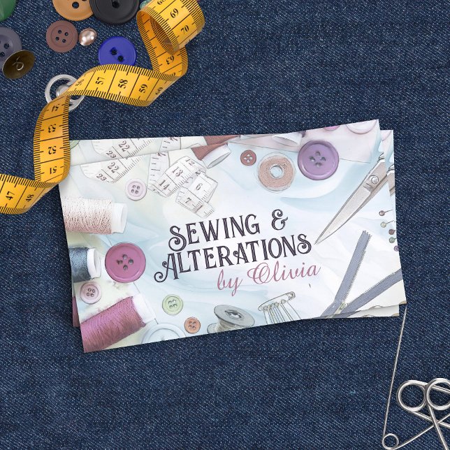 Sewing and Alterations - Watercolor Style Art Business Card (Creator Uploaded)