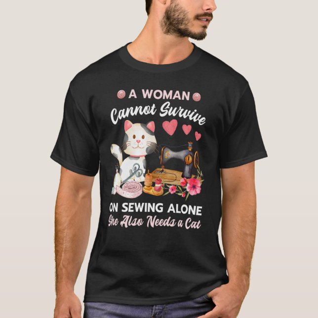 Sewing and Cat T-Shirt (Front)