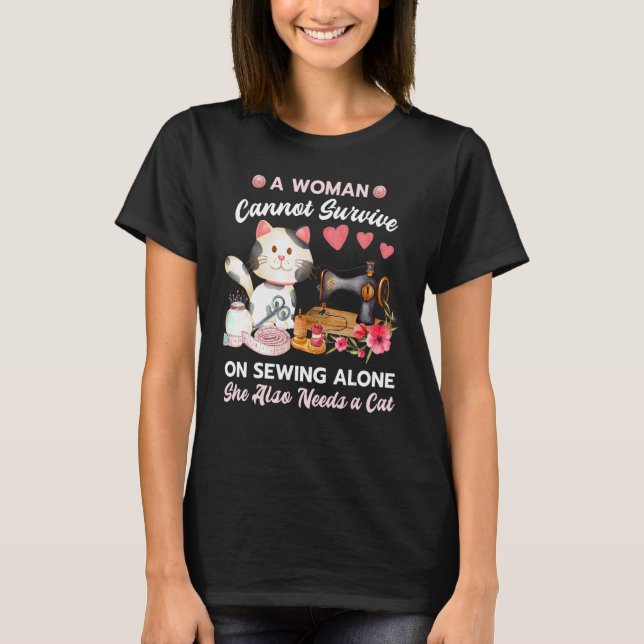 Sewing and Cat T-Shirt (Front)