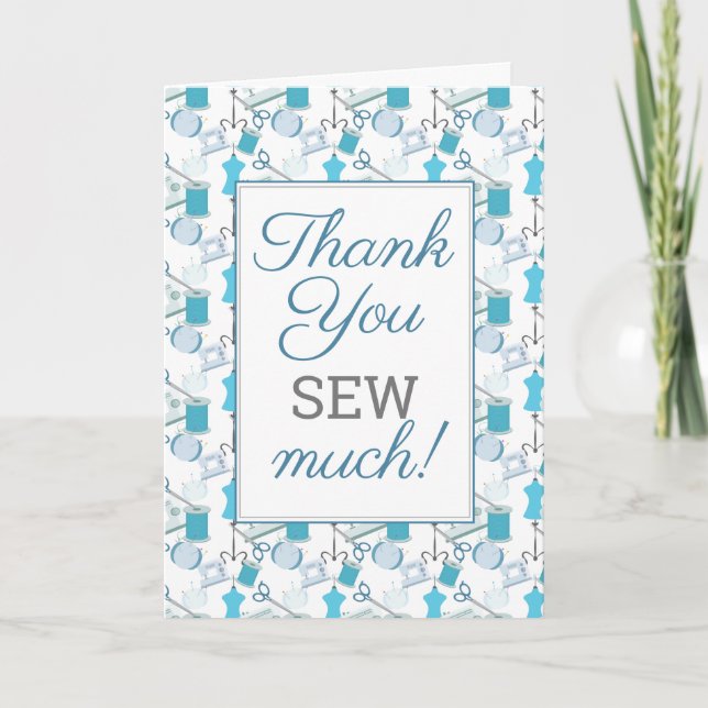 Sewing and Quilting Funny Letterpress Thank You Card (Front)
