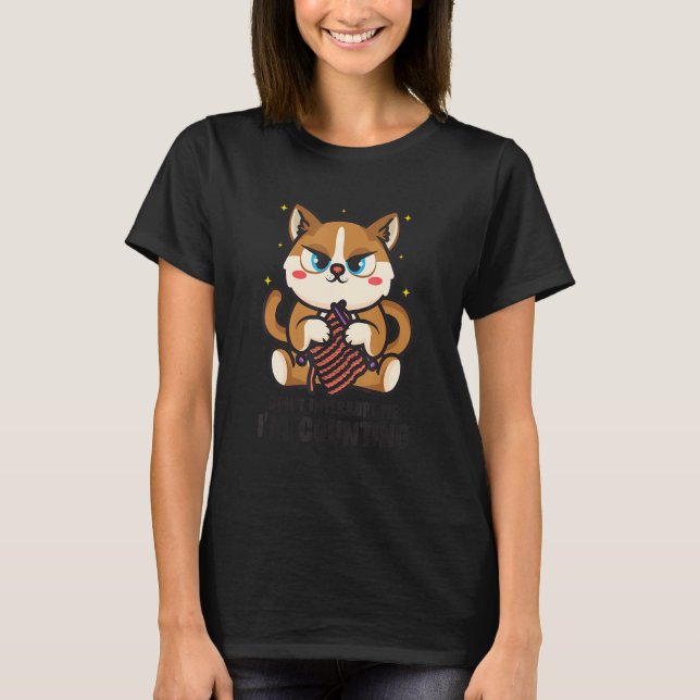 Sewing Animal Tailor Cat Lover Funny Knitting Kitt T-Shirt (Front)