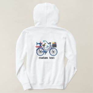 Sewing Bicycle Embroidery with Machines and Flower Embroidered Hoodie