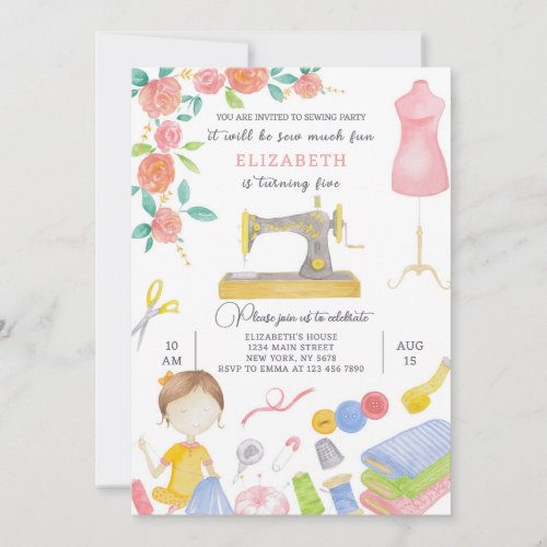 Sewing Birthday Invitation