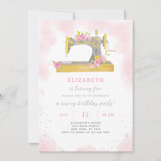 Sewing Birthday Invitation (Front)