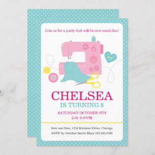 Sewing Birthday Party Invitation