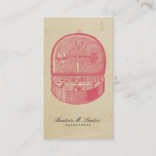 Sewing Box Vintage Style Cool Pink Plain Simple Business Card