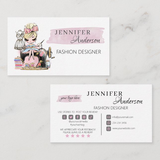 Sewing Business Card Fashion Designer  (Front/Back)