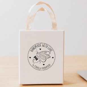 Sewing Butterfly Custom Handmade with love, Rubber Stamp