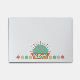 sewing buttons floral pincushion seamstress post-it notes
