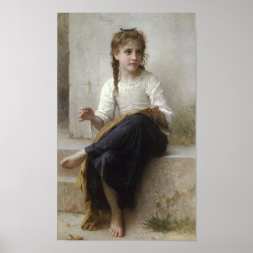 Sewing by William_Adolphe Bouguereau Poster