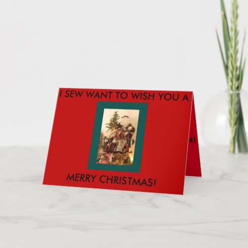 Sewing Christmas card with a Sewing Santa