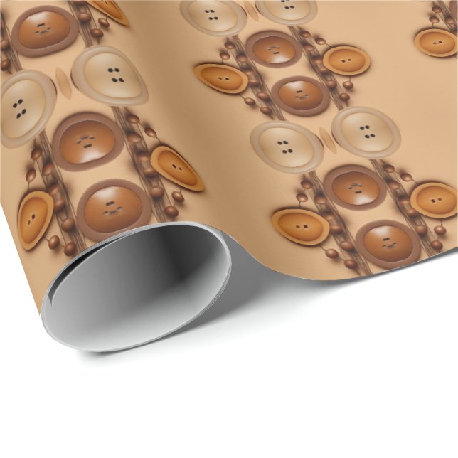 sewing Coffee and brown buttonmix Wrapping Paper (Roll Corner)