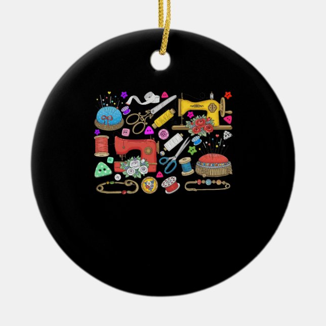 Sewing Collection Ceramic Ornament (Front)