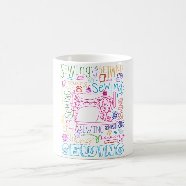 Sewing Color Typography Sewing Lovers Coffee Mug (Center)