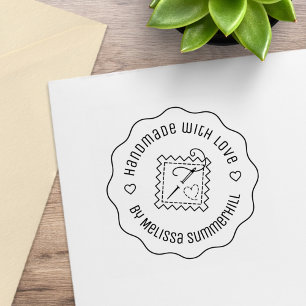 Sewing Craft Handmade with Love Wavy Rubber Stamp