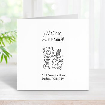 Sewing Craft Hobby Address 2 Rubber Stamp by Chibibi at Zazzle
