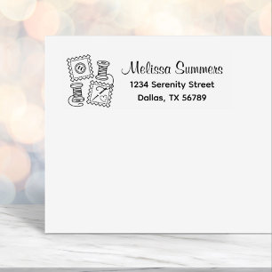 Sewing Craft Hobby - Fabric Button Needle Address Self-inking Stamp