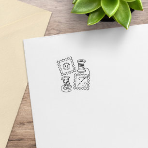 Sewing Craft Hobby Fabric Button Needle Thread 1x1 Rubber Stamp