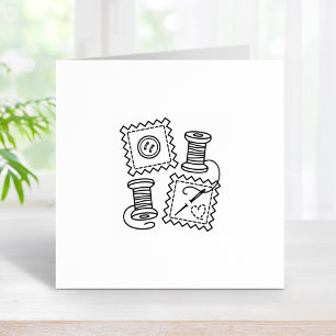 Sewing Craft Hobby Fabric Button Needle Thread 1x1 Rubber Stamp
