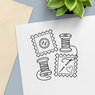 Sewing Craft Hobby - Fabric Button Needle Thread Self-inking Stamp