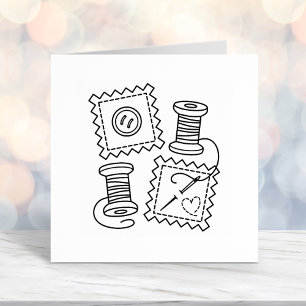 Sewing Craft Hobby - Fabric Button Needle Thread Self-inking Stamp