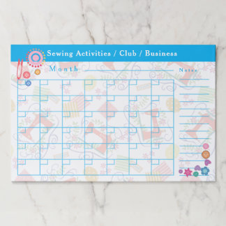 Sewing Craft Monthly Activities Schedule Paper Pad