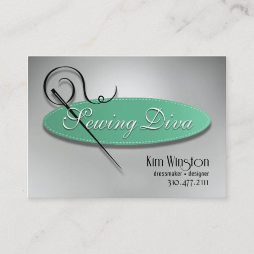 Customizable "Sewing Diva" - Seamstress, Dressmaker, Designer Business Card