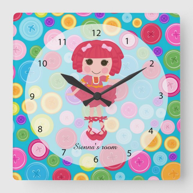 Sewing doll square wall clock (Front)