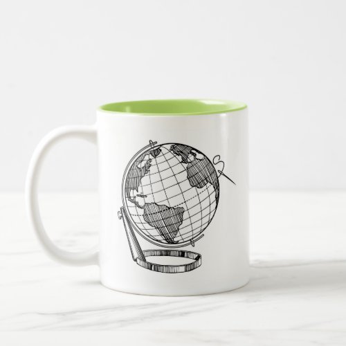 Sewing Embroidered Equator Globe Two_Tone Coffee Mug