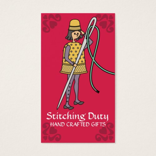 Sewing embroidery thimble needle thread soldier business card