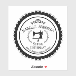 Sewing Enthusiast Black White Sticker