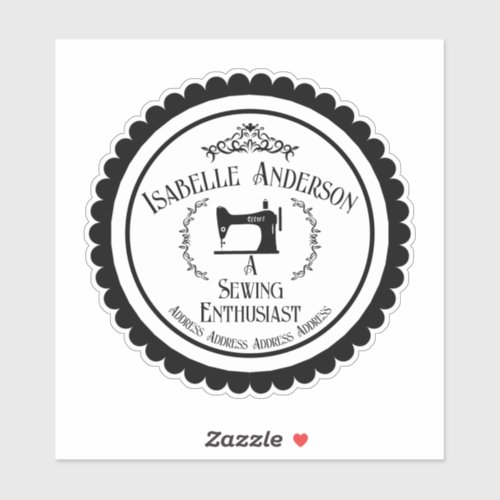 Sewing Enthusiast Black White Sticker