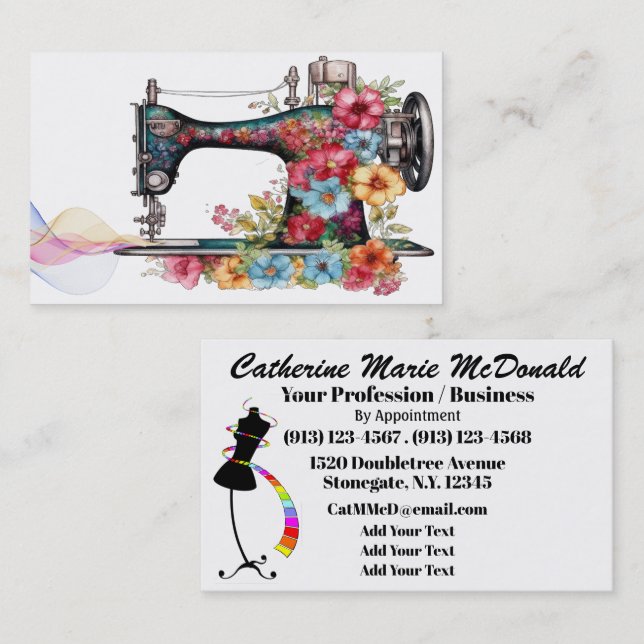 Sewing / Fashion / Seamstress Size 1 Business Card (Front/Back)