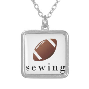 Sewing Football Funny Hilarious T-Shirt Silver Plated Necklace