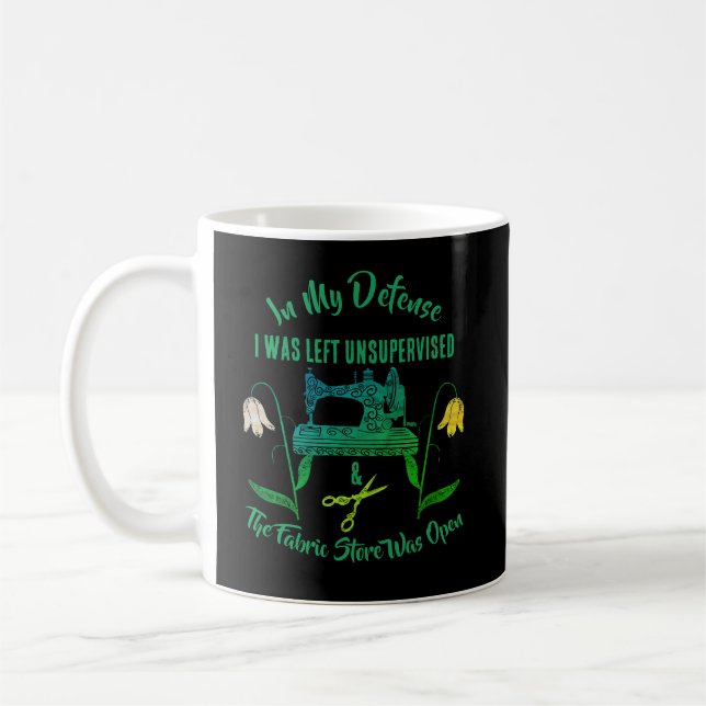 Sewing Funny Quote in Green-Sewing Machine Coffee Mug (Left)