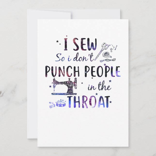 Sewing Gift | I Sew So I Don't Punch People Save The Date (Front)
