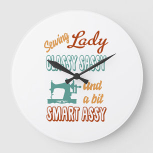 Sewing Gift   Sewing Lady Class Sassy Large Clock