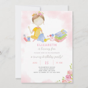 Sewing Girl Birthday Invitation