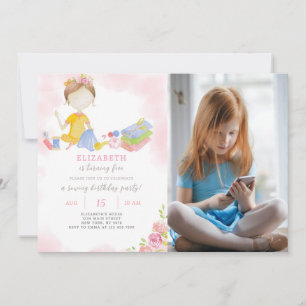 Sewing Girl Birthday Invitation With Photo