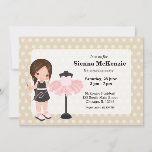 Sewing girl invitation