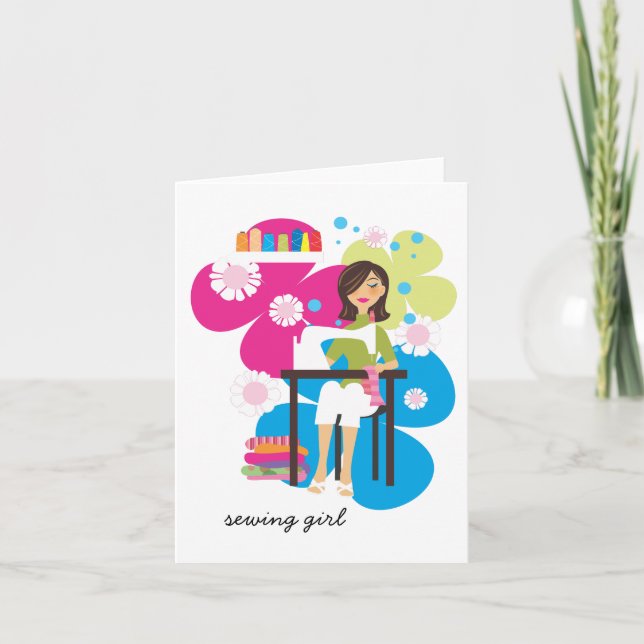 Sewing Girl Personalized Notecards (Front)