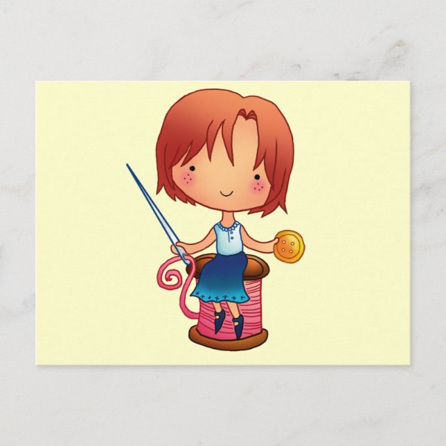 Sewing girl postcard (Front)