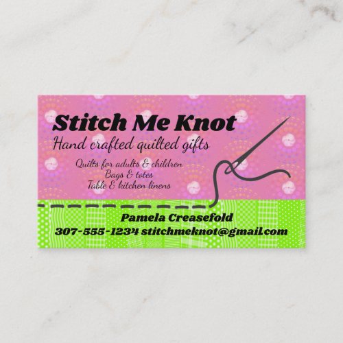 Sewing hand stitching needle thread quilting business card