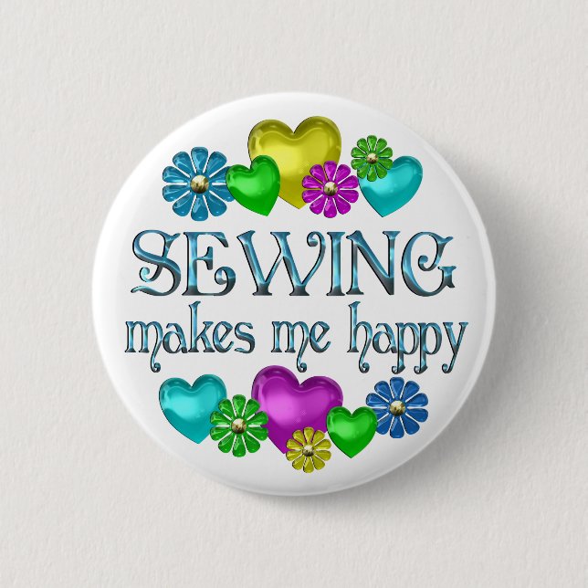 Sewing Happiness Pinback Button (Front)